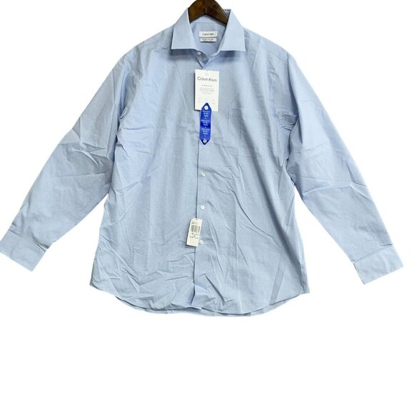 NEW Calvin Klein Men's L Button down Dress Shirt Regular Fit Light Blue Pattern - Picture 2 of 9